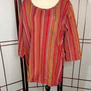 CJ Banks Multicolor Striped Long Sleeve Top